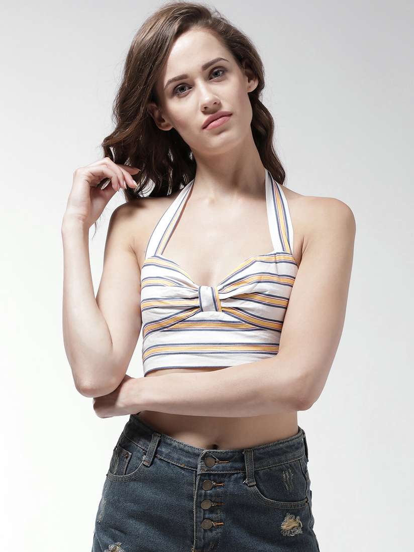 Ladies Tops Forever 21 Striped Tie Front Crop Top Buy FOREVER