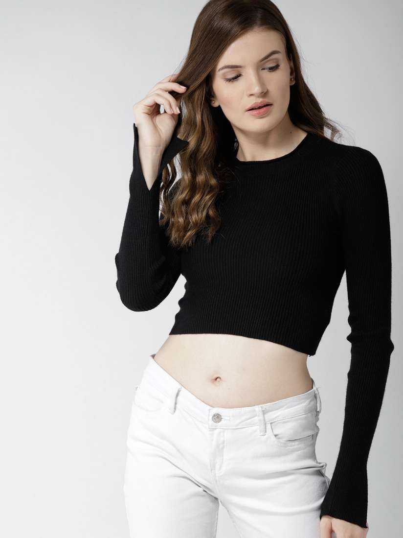 Forever 21 black cropped sweater on sale