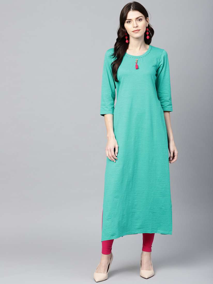 Buy Shree Women Green Solid Straight Kurta Kurtas for Women 6985000 Myntra