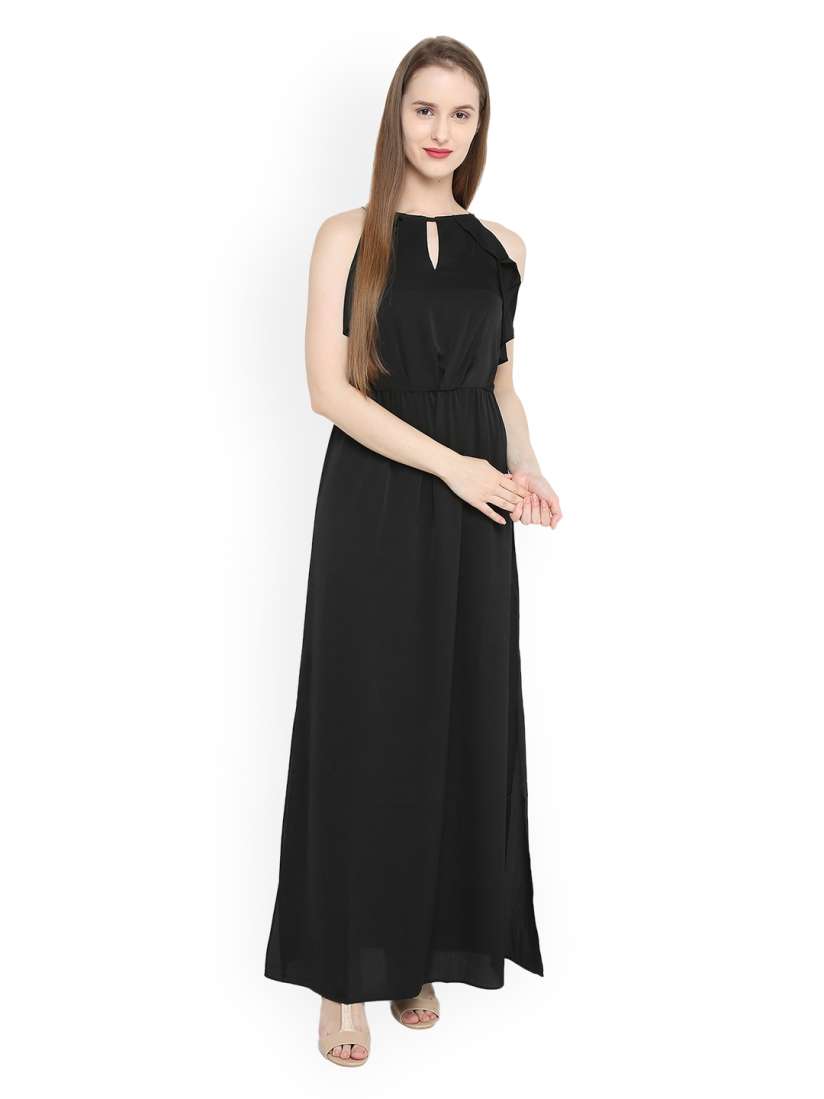 Buy Splash Women Black Solid A Line Dress Dresses for Women 6992030 Myntra
