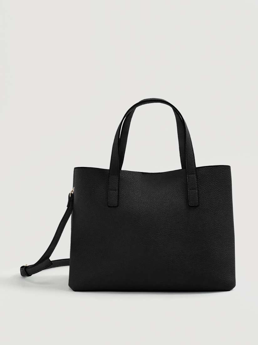 Mango black solid handheld bag with detachable sling strap shop