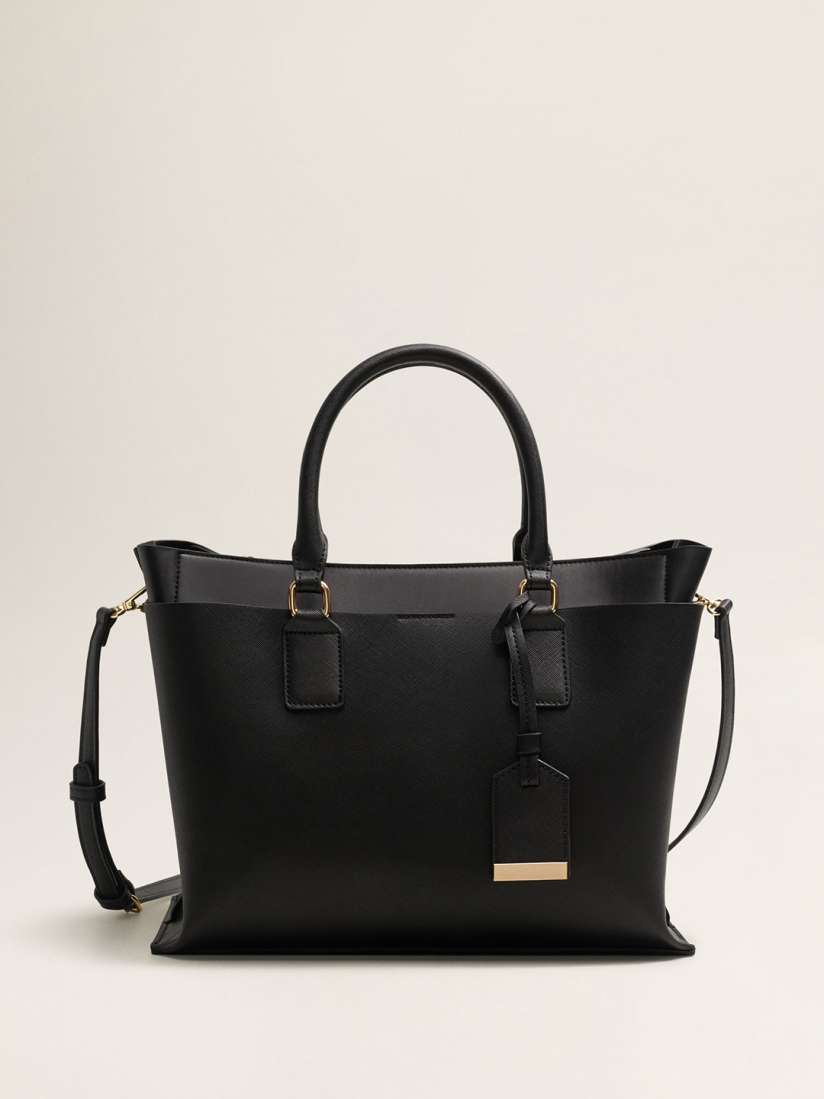 Mango black solid handheld bag with detachable sling strap shop