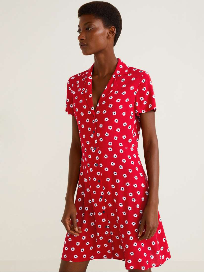Mango red gingham dress store