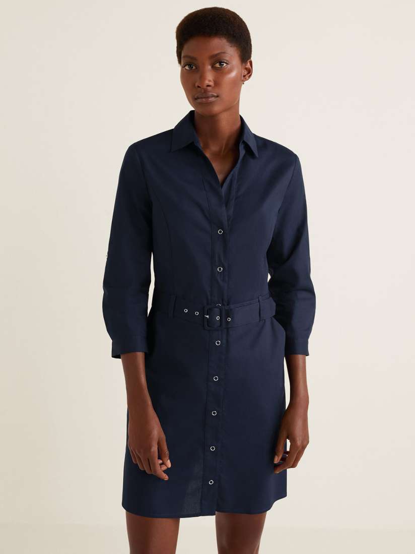 Mango navy blue dress top