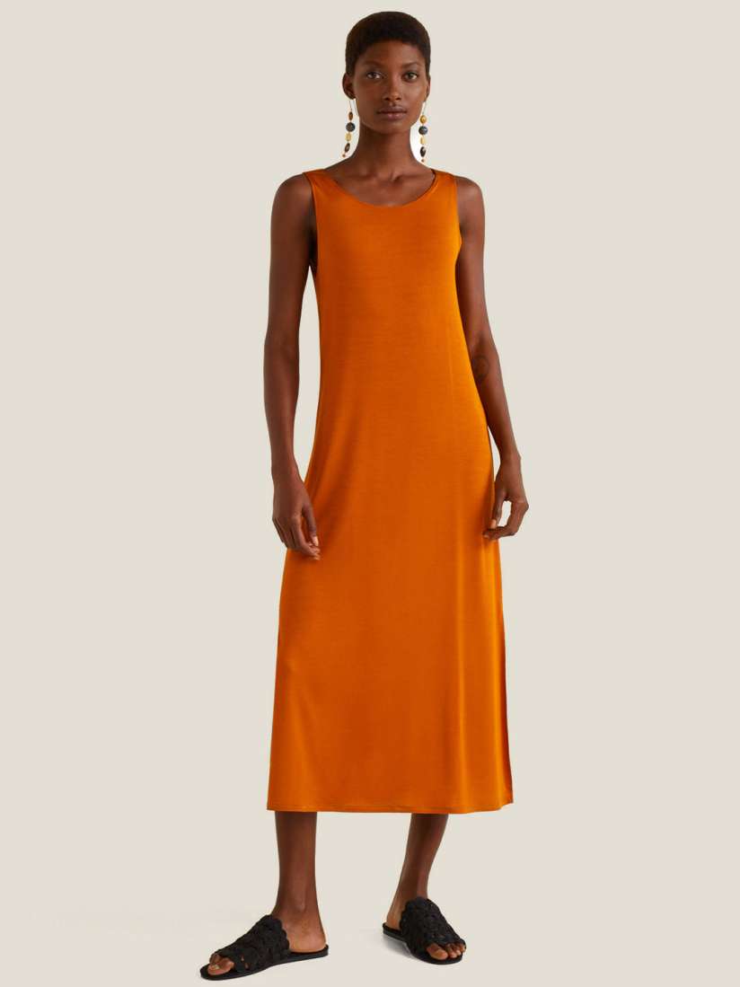 Buy MANGO Women Mustard Brown Solid Midi A Line Dress Dresses for Women 6995702 Myntra