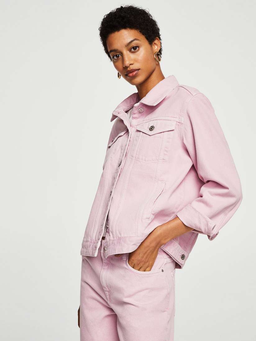 Mango pink denim jacket discount