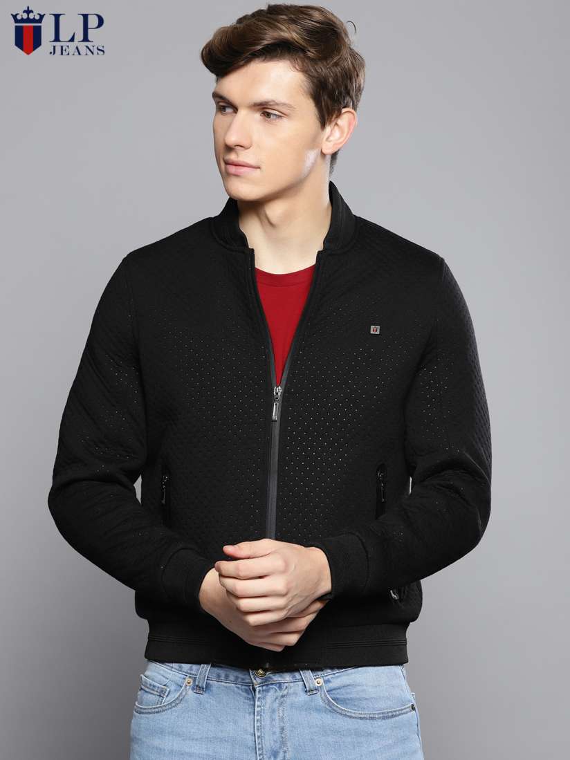 Buy Louis Philippe Jeans Men Black Self Design Bomber Jacket Jackets for Men 6996204 Myntra