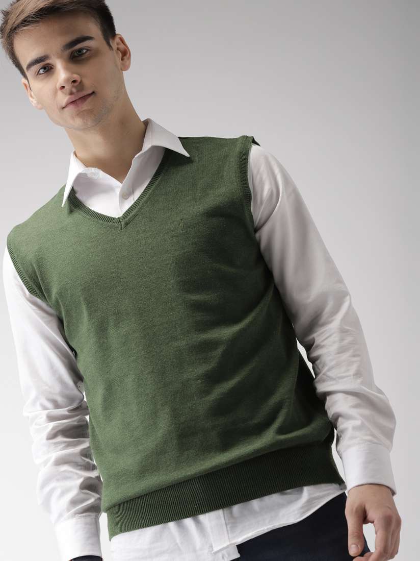 Olive green sweater vest deals