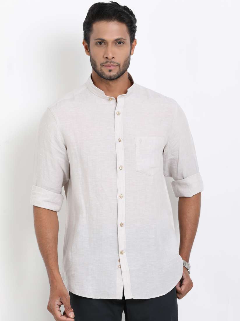 Buy Indian Terrain Men Brown Regular Fit Solid Casual Linen Shirt Shirts for Men 7003467 Myntra
