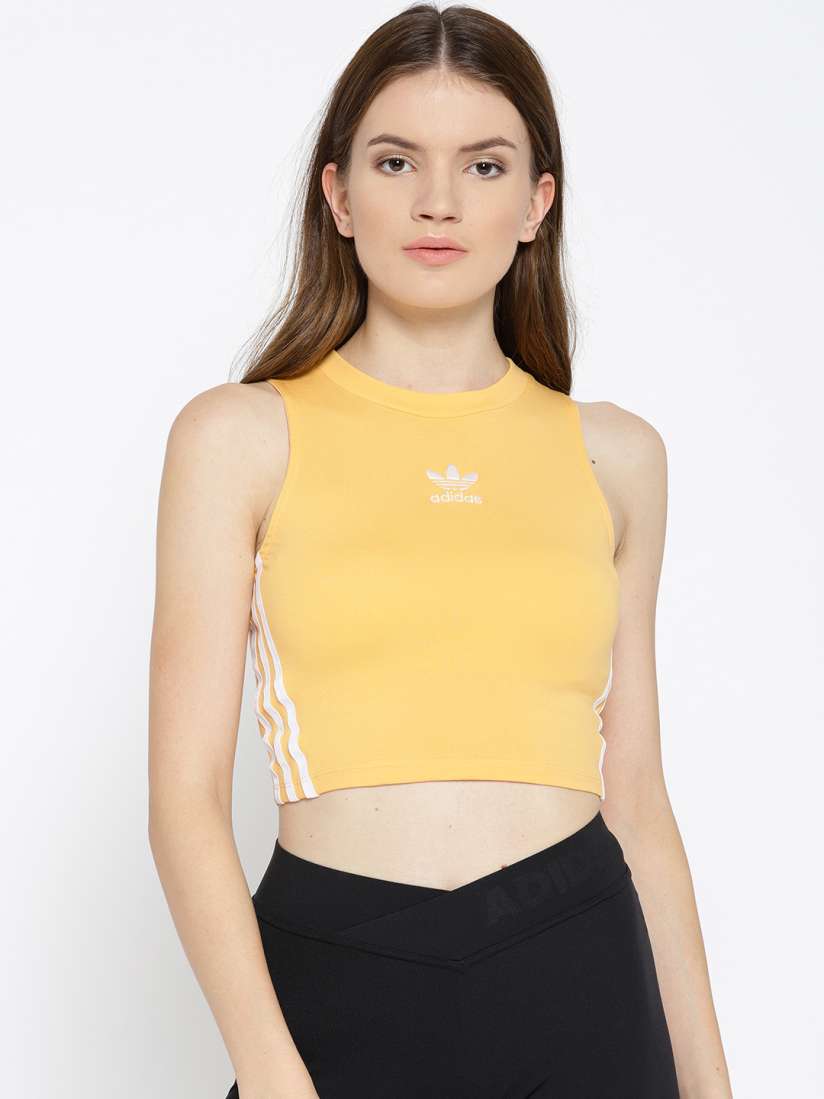 Yellow adidas crop top outlet