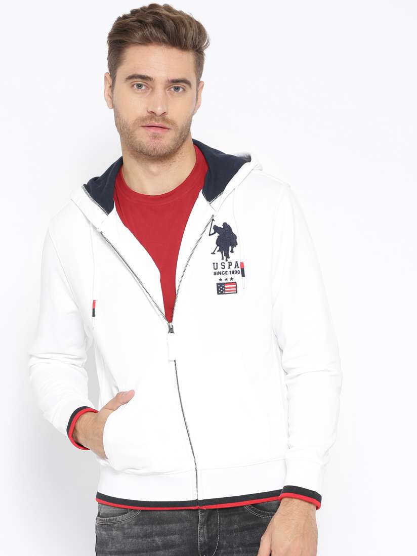 Buy U.S. Polo Assn. Men White Applique Back Hooded Sweatshirt Sweatshirts for Men 7017708 Myntra