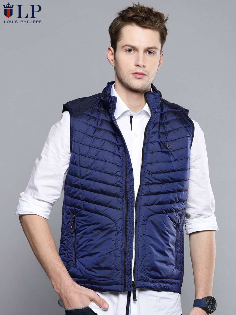 Buy Louis Philippe Sport Men Blue Solid Padded Jacket Jackets for Men 7019802 Myntra