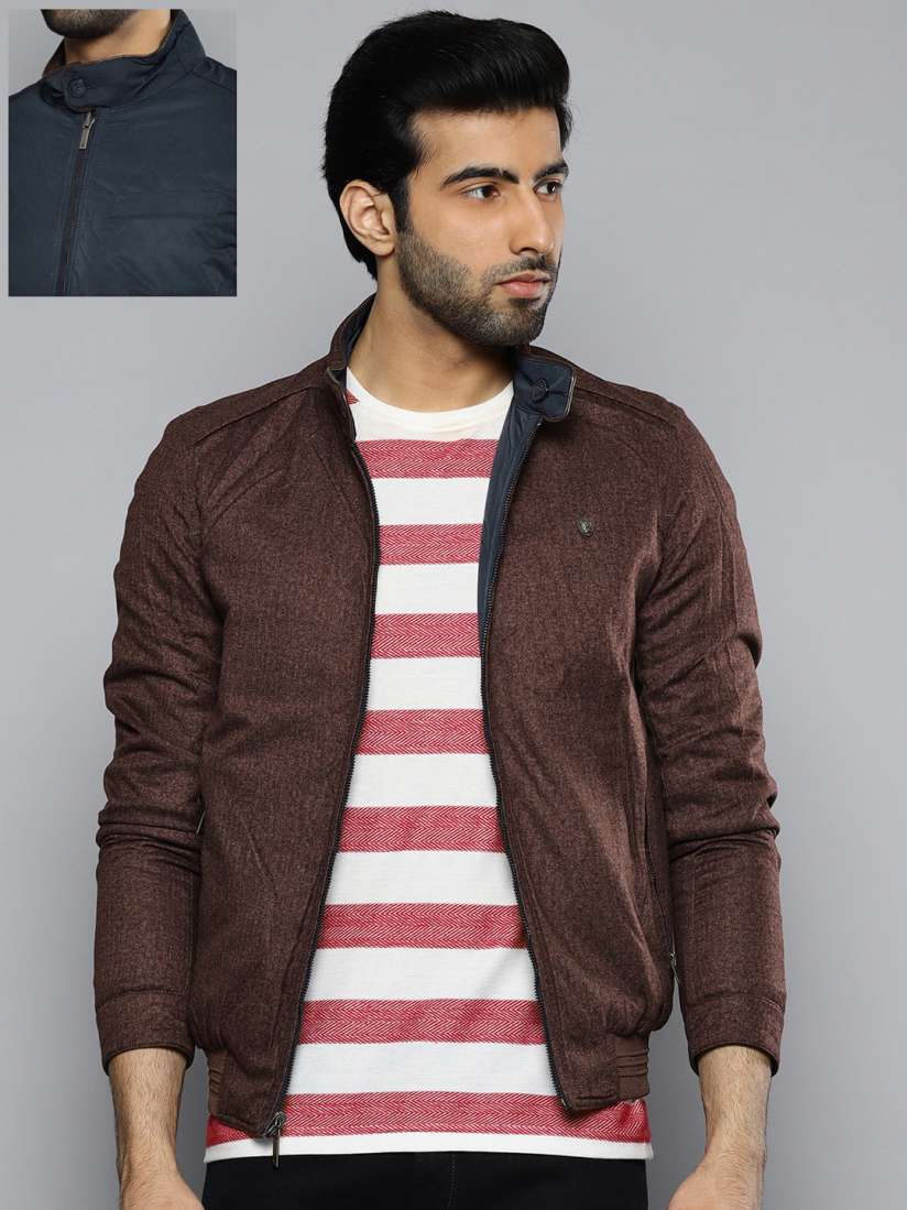 Buy Louis Philippe Men Navy Blue Brown Solid Reversible Quilted Jacket Jackets for Men 7019894 Myntra