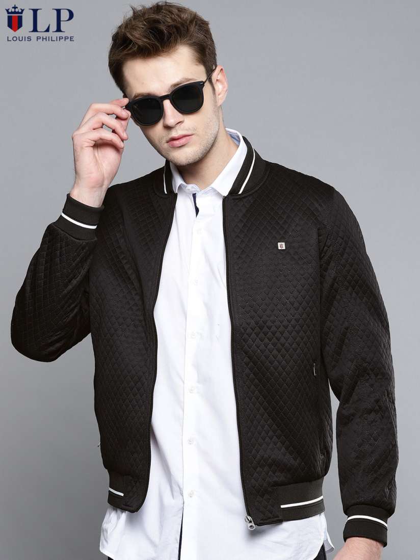 Buy Louis Philippe Sport Men Black Self Design Bomber Jacket Jackets for Men 7019898 Myntra