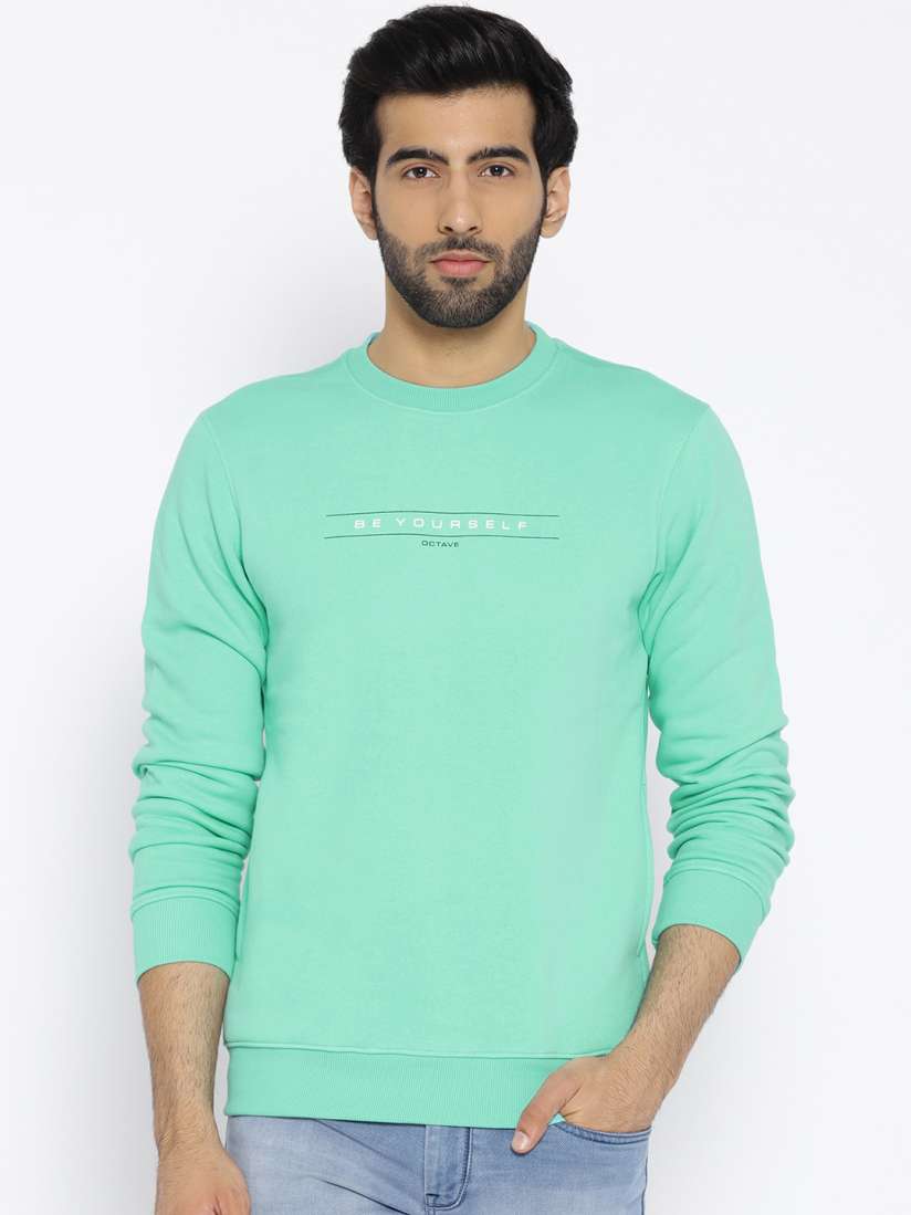 Buy Octave Men Mint Green Solid Sweatshirt Sweatshirts for Men 7020001 Myntra