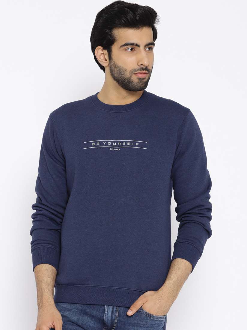 Buy Octave Men Navy Blue Solid Sweatshirt Sweatshirts for Men 7020011 Myntra