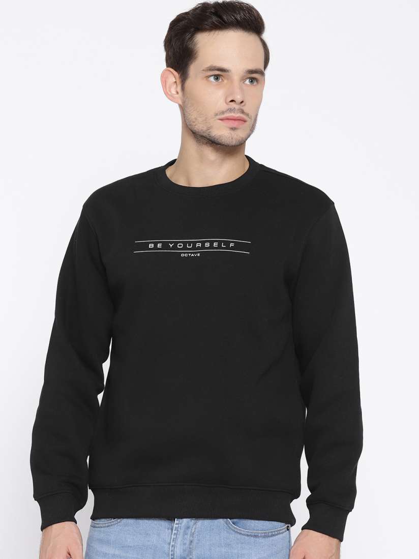 Buy Octave Men Black Solid Sweatshirt Sweatshirts for Men 7020026 Myntra