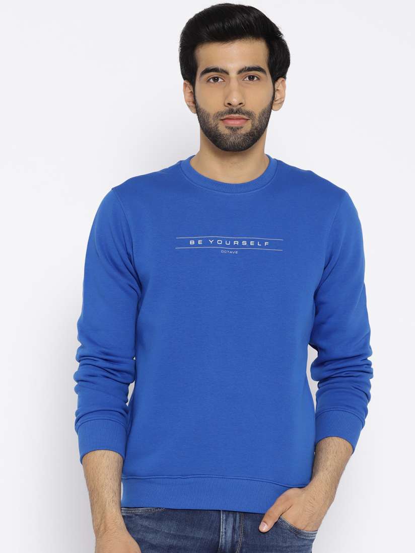 Buy Octave Men Blue Solid Sweatshirt Sweatshirts for Men 7020054 Myntra