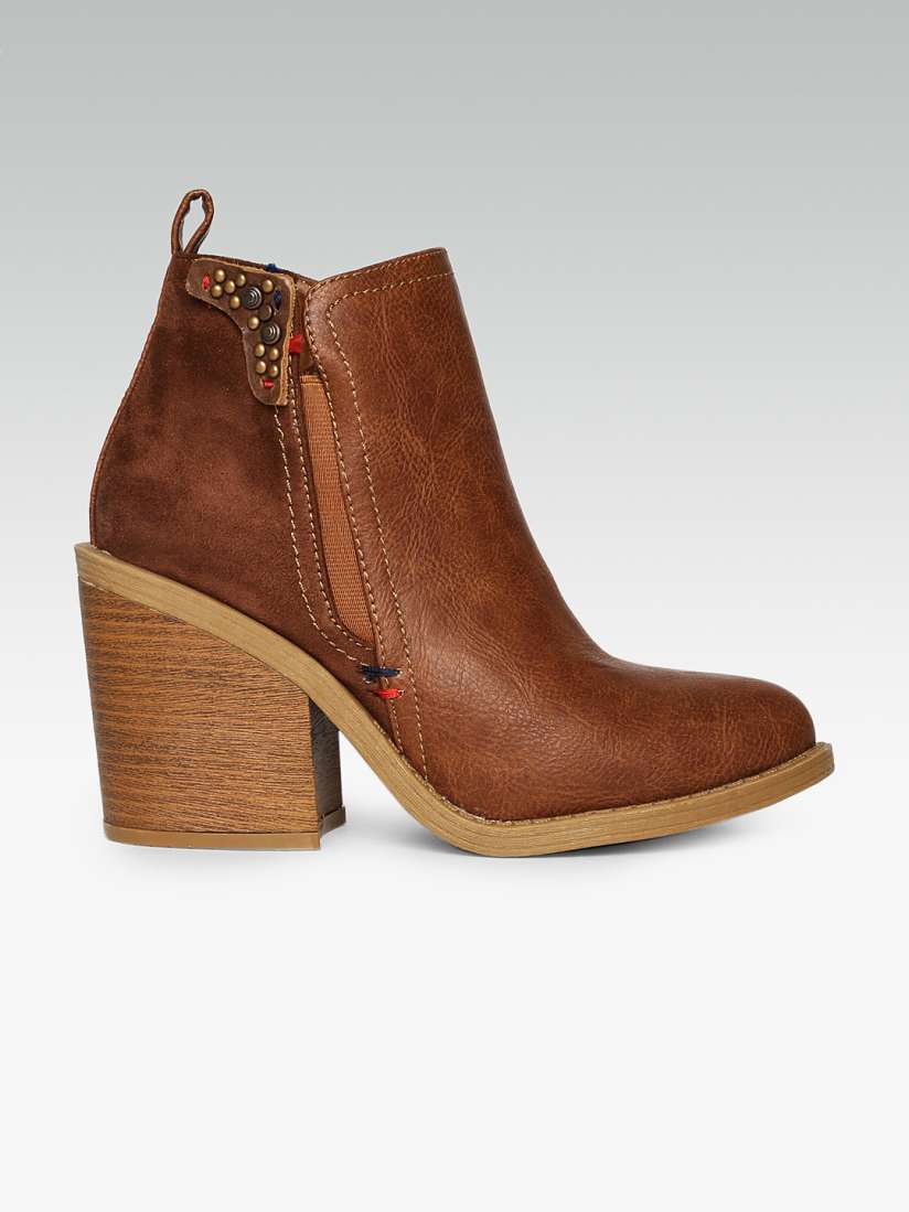 Buy ELLE Women Brown Solid Heeled Boots Boots for Women 7029690 Myntra