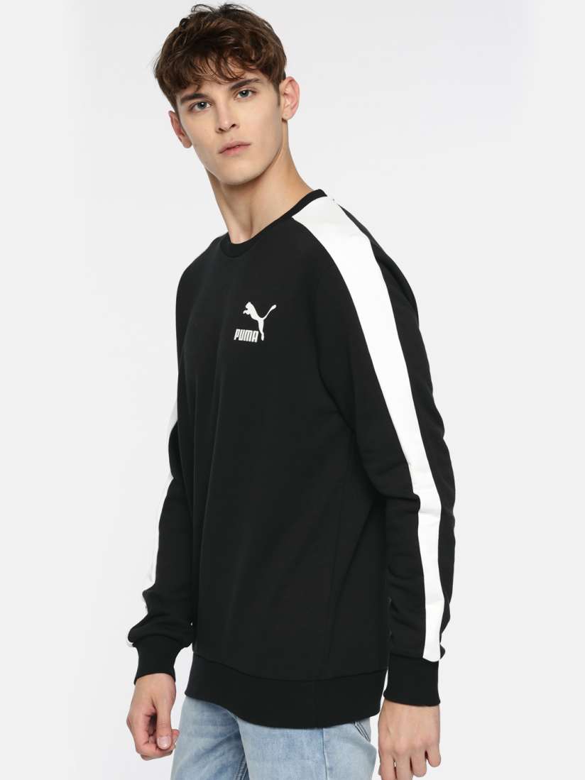 Buy Puma Men Black Classics T7 Logo Crew TR Solid Sweatshirt Sweatshirts for Men 7033464 Myntra