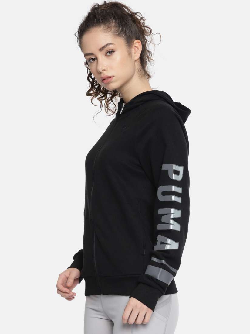 Buy Puma Women Black Printed ATHLETIC FZ Hooded Sweatshirt Sweatshirts for Women 7033525 Myntra