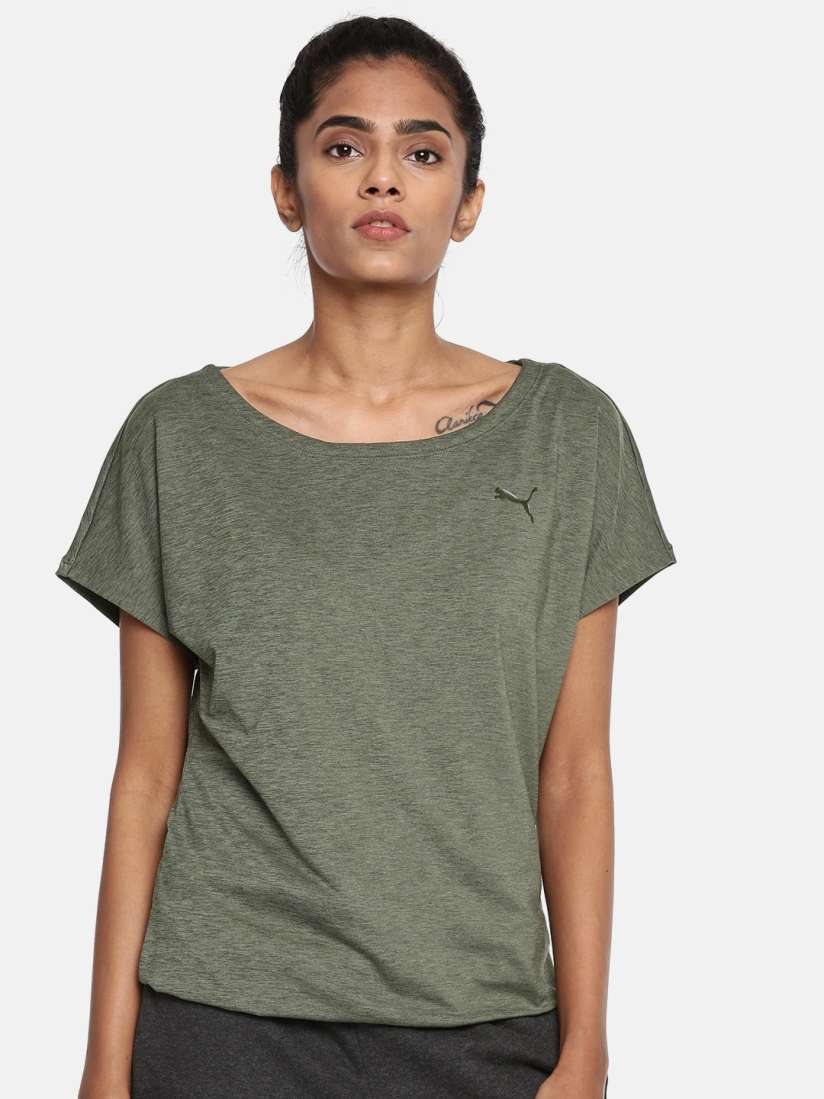 Buy Puma Women Olive Green Solid SOFT SPORT Bubble T shirt Tshirts for Women 8210665 Myntra