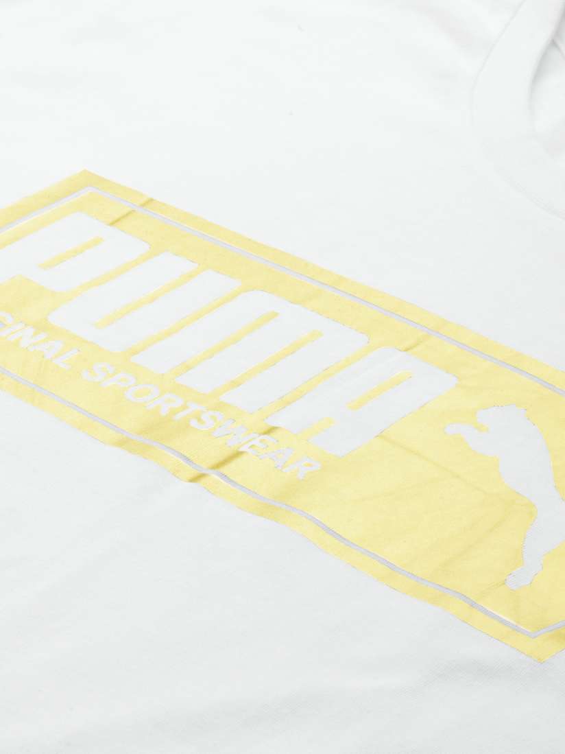 Gold and white puma shirt on sale