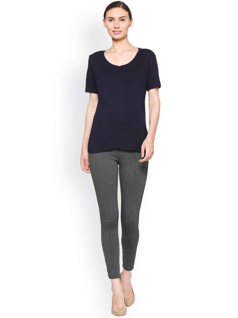 Buy Van Heusen Woman Grey Solid Jeggings Jeggings for Women 7041079 Myntra