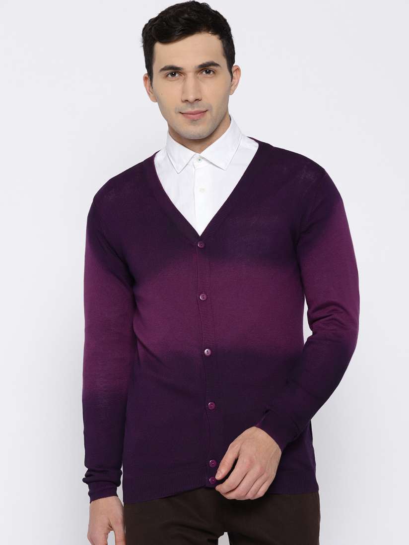 Men's purple cardigan sweater best sale