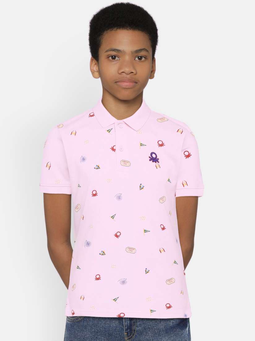 Buy United Colors of Benetton Boys Pink Printed Polo Collar T shirt Tshirts for Boys 7047073 Myntra