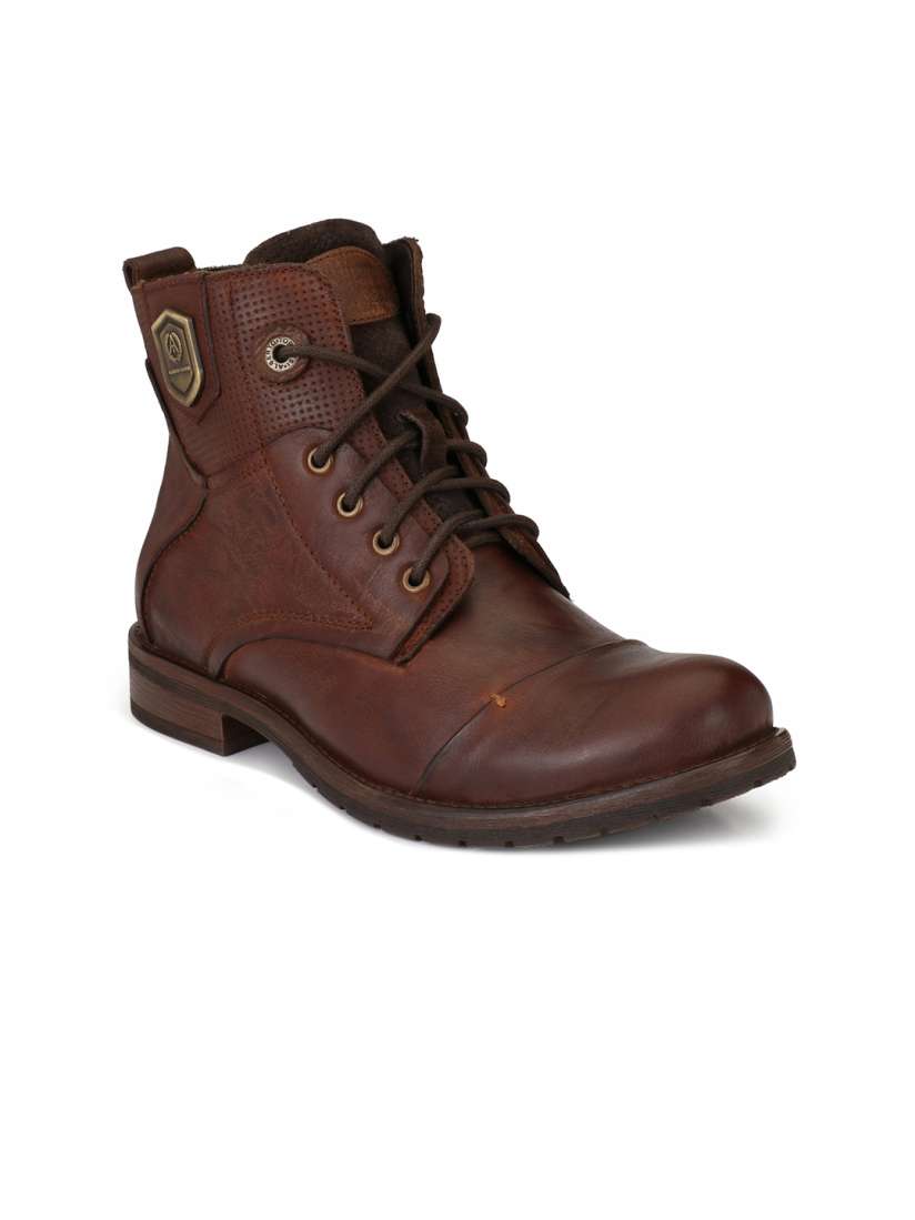 Buy Alberto Torresi Men Brown Textured Leather High Top Flat Boots Boots for Men 7072506 Myntra