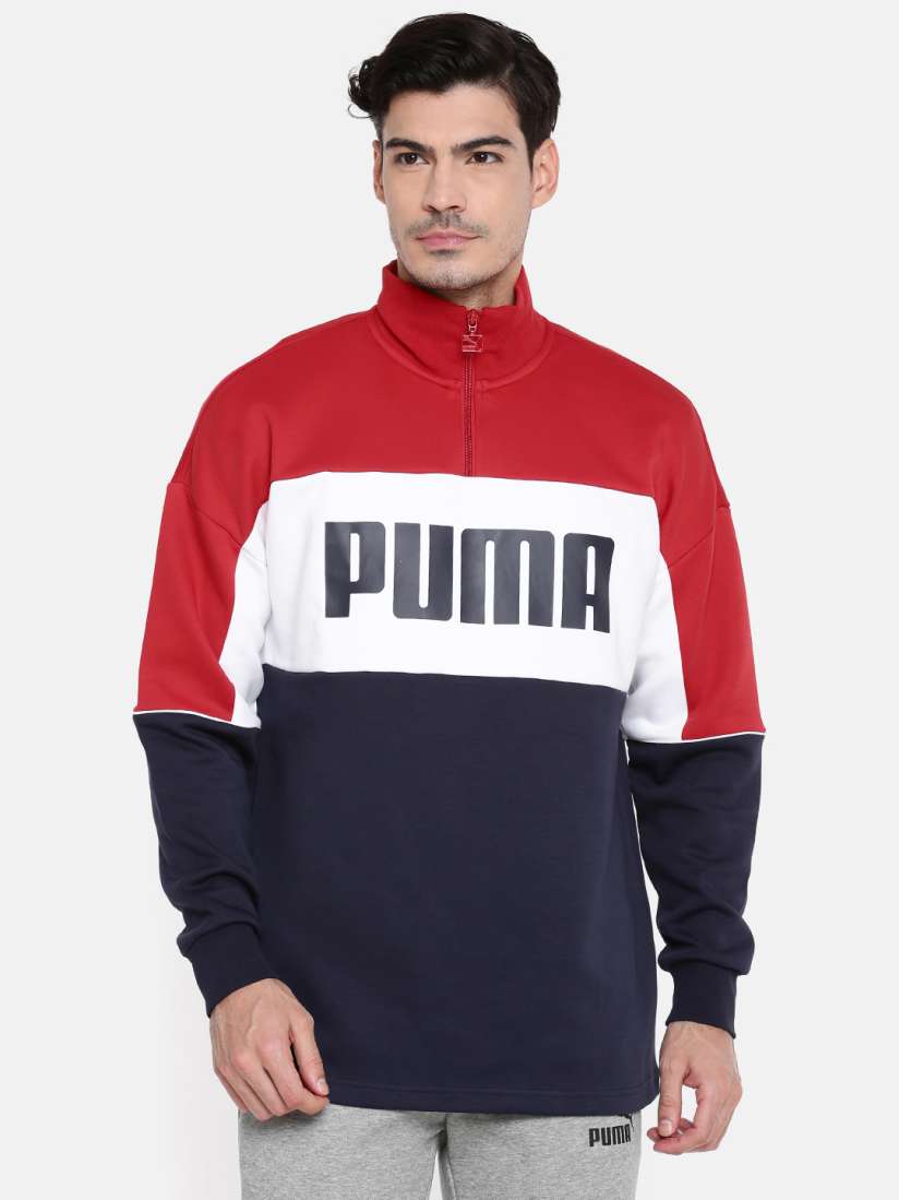 Buy Puma Men Navy Blue White Colourblocked Sweatshirt Sweatshirts for Men 7072787 Myntra