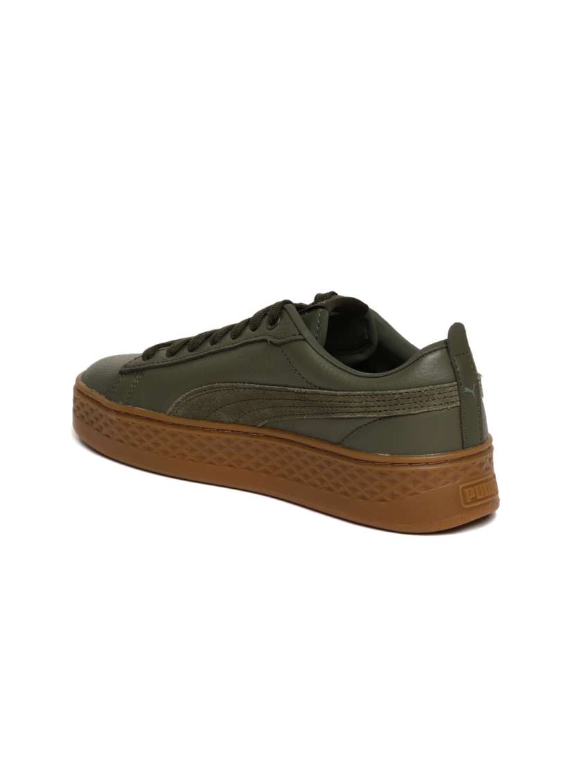 Buy Puma Women Olive Green Smash Platform Leather Sneakers Casual Shoes for Women 7073050 Myntra