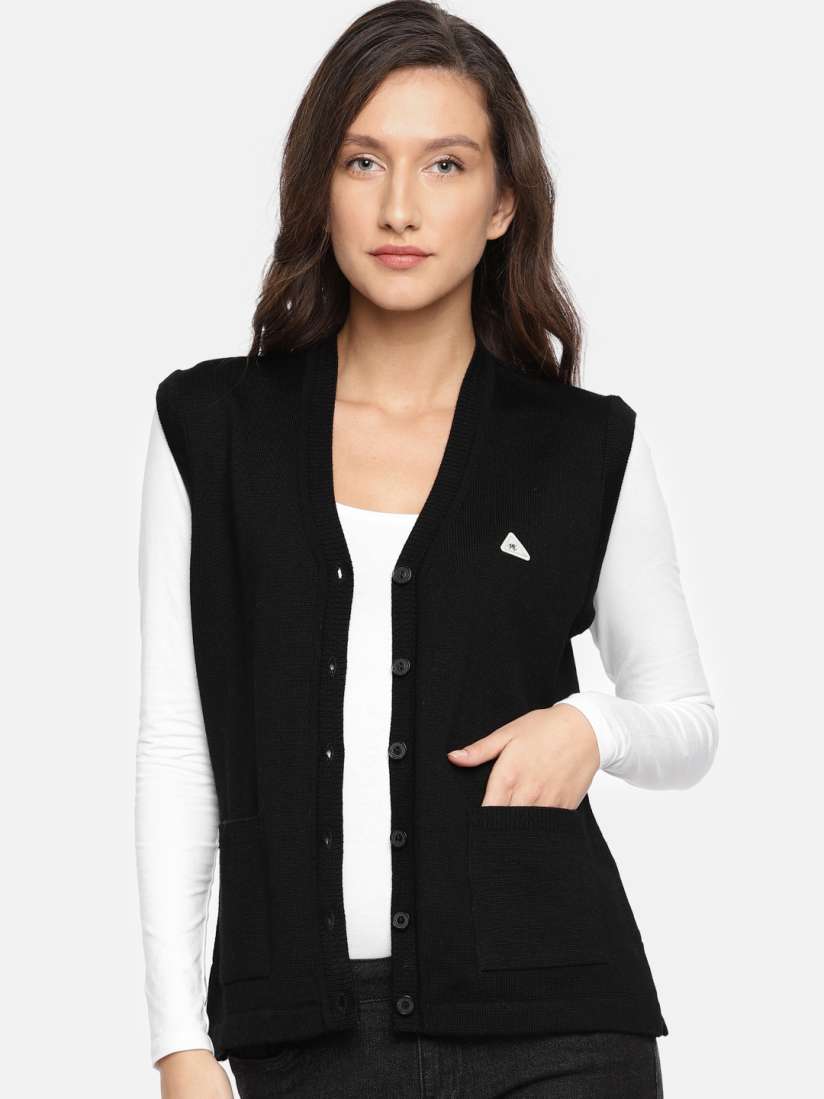 Buy Monte Carlo Women Black Solid Sweater Vest Sweaters for Women 7076983 Myntra
