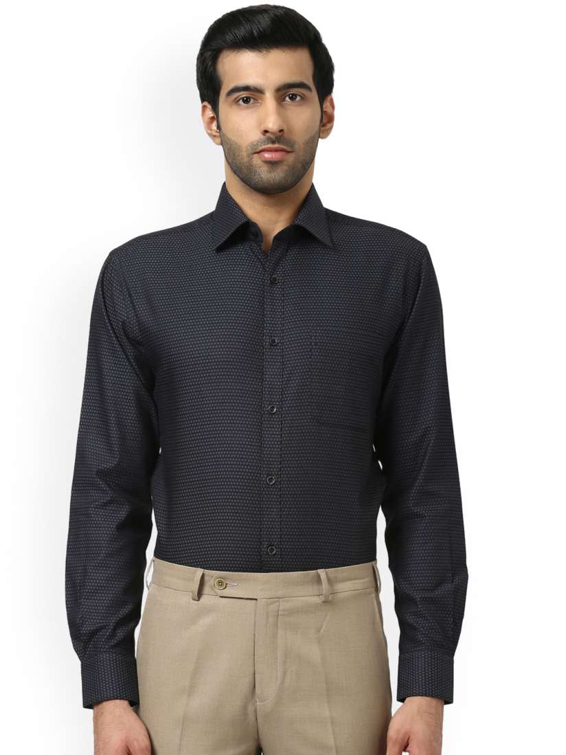 Buy Raymond Men Black Grey Regular Fit Printed Formal Shirt Shirts for Men 7082620 Myntra