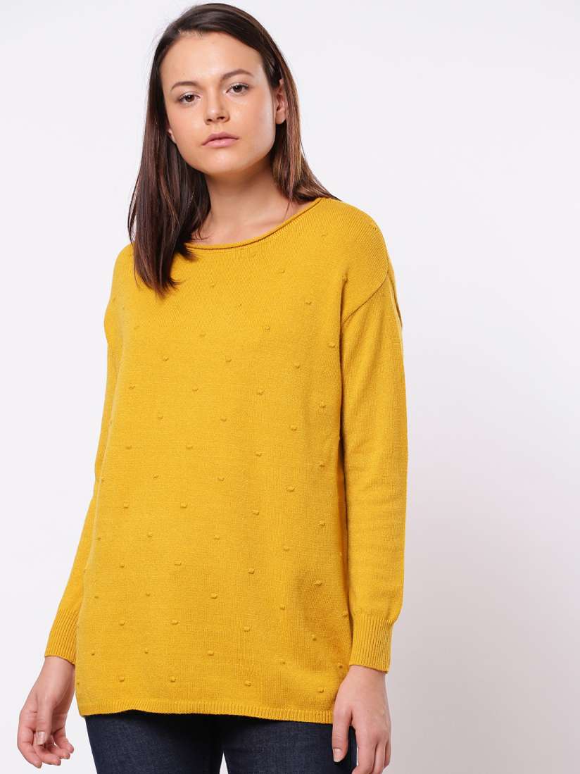 Buy ether Women Mustard Yellow Solid Pullover Sweater Sweaters for Women 7084098 Myntra