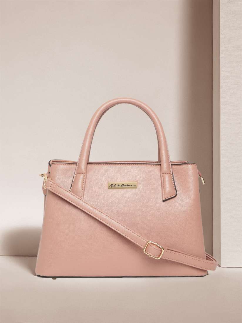 Buy Mast Harbour Dusty Pink Solid Handheld Bag Handbags for Women 7085643 Myntra
