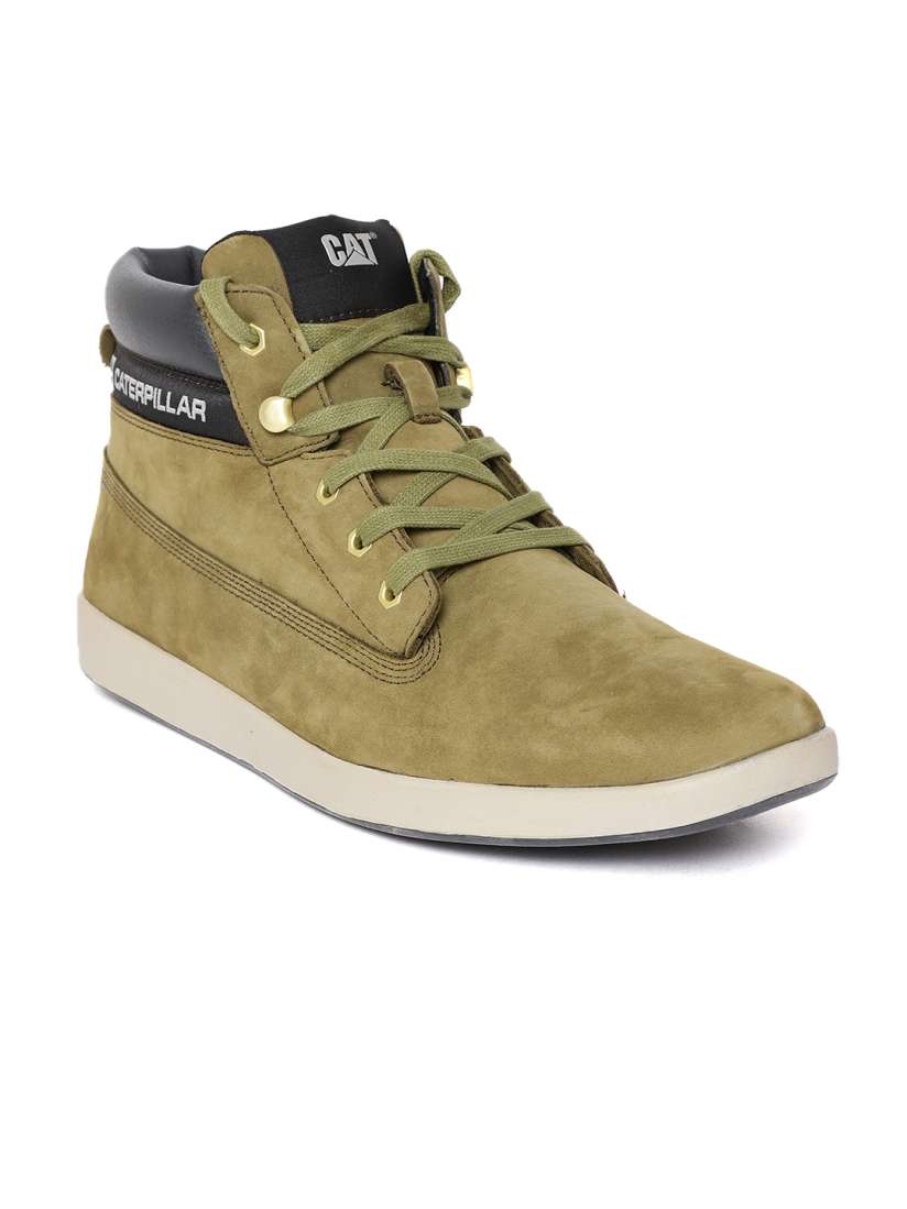 Buy CAT Men Olive Green Solid Suede Mid Top Sneakers Casual Shoes for Men 7088188 Myntra