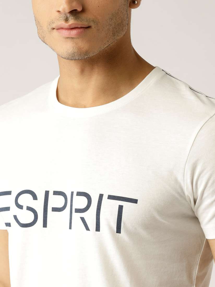 Buy ESPRIT Men White Solid Slim Fit Round Neck T shirt Tshirts for Men 7091036 Myntra