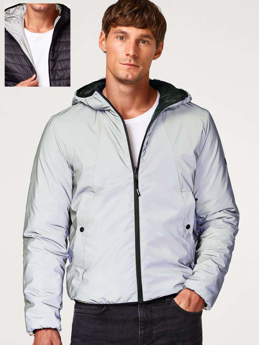 Buy ESPRIT Men Grey Solid Hooded Reversible Padded Jacket Jackets for Men 7091106 Myntra