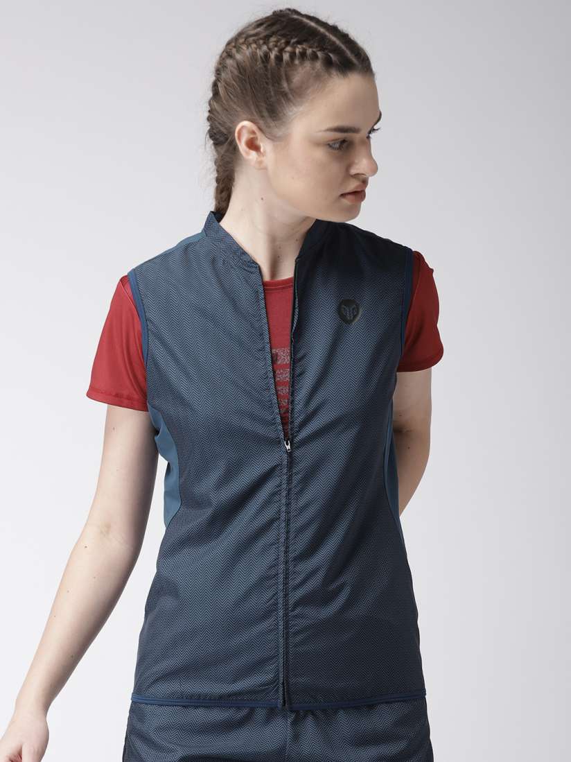 Buy 2GO Women Navy Blue Printed Running Gilet Sporty Jacket Jackets for Women 7092721 Myntra