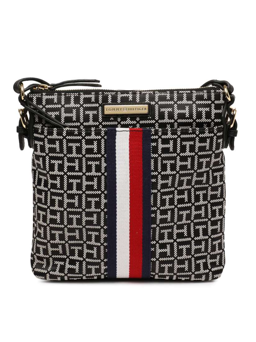 Buy Tommy Hilfiger Black White Self design Embroidered Sling Bag Handbags for Women 7094052 Myntra