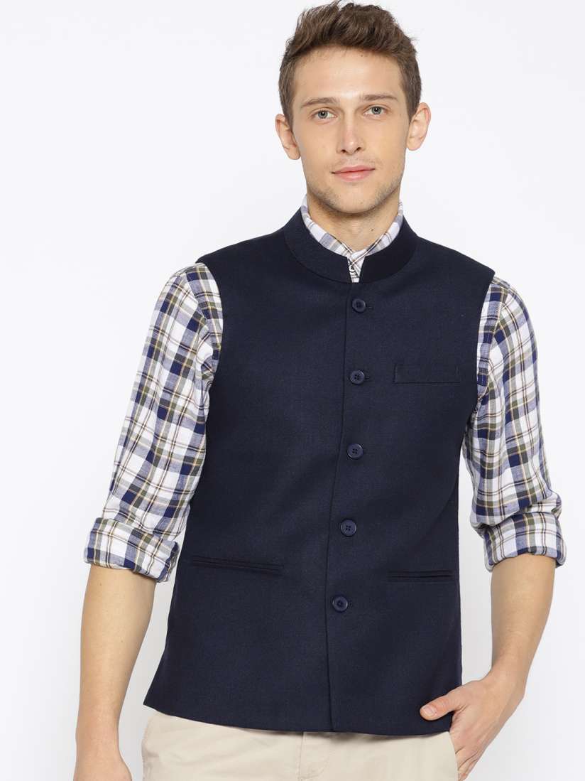 Buy Monte Carlo Men Navy Blue Solid Nehru Jacket Nehru Jackets for Men 7096246 Myntra