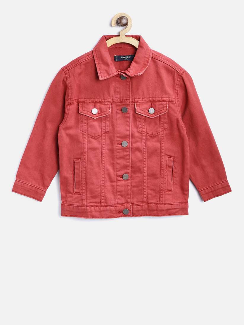 Mango red denim jacket shop
