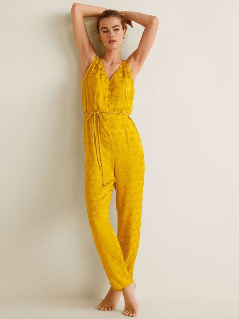 Buy MANGO Women Mustard Yellow Self Design Basic Jumpsuit Jumpsuit for Women 7098463 Myntra