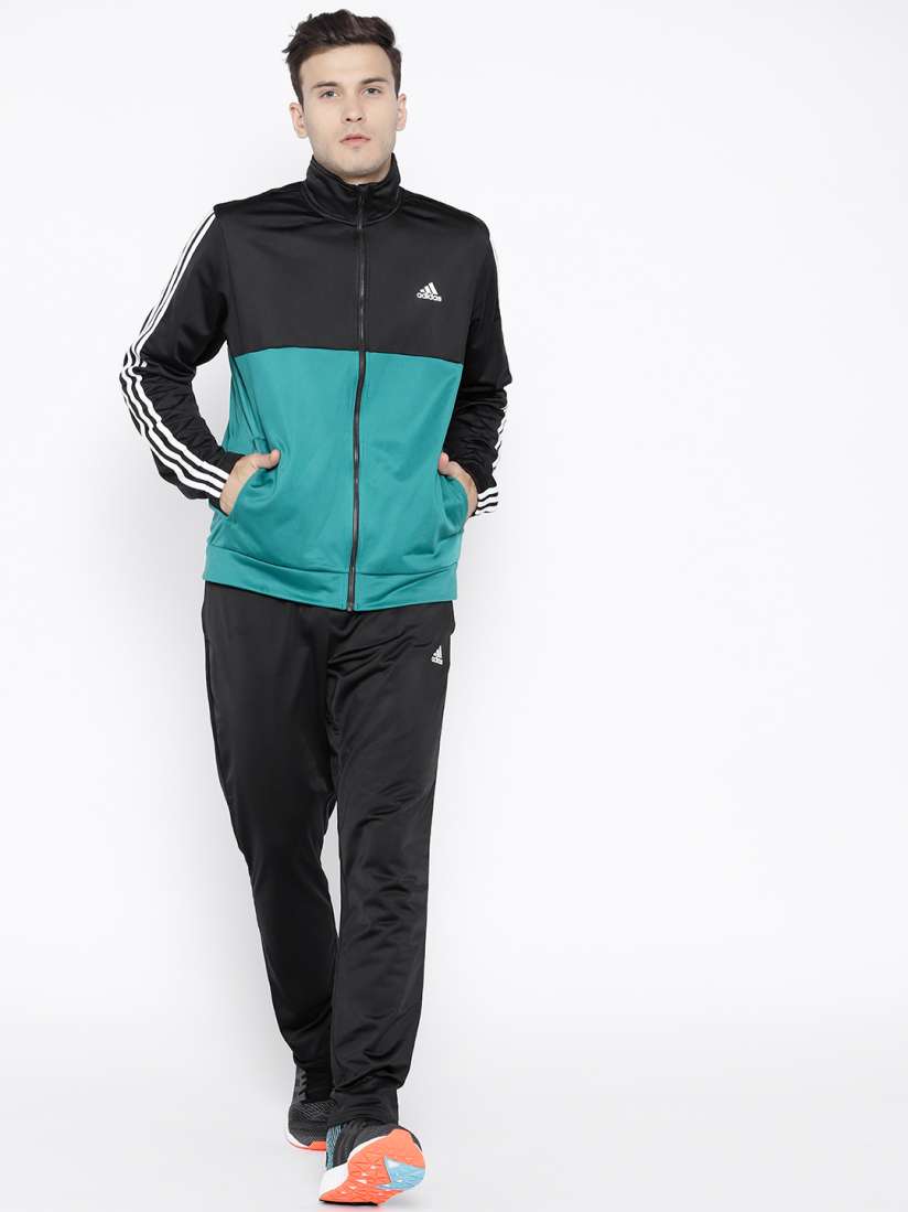 Tracksuit black with green stripes on sale
