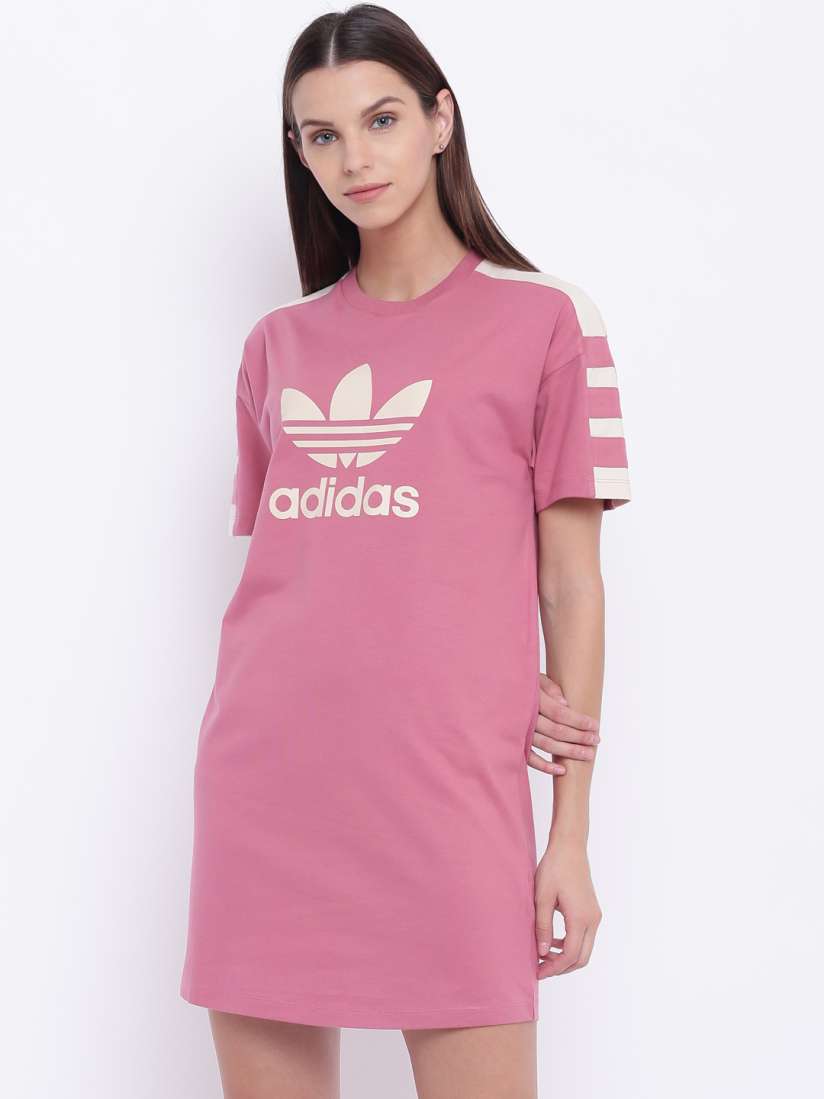 Pink adidas t shirt dress clearance