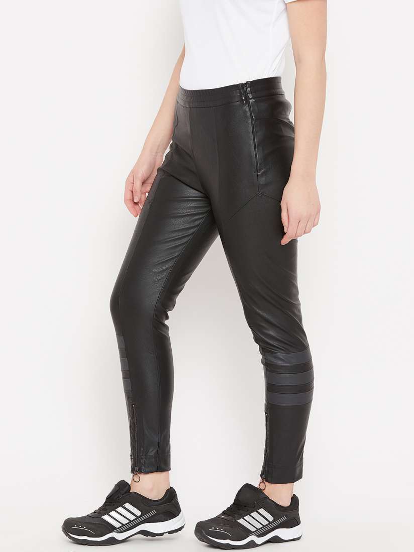 Faux leather track pants shop