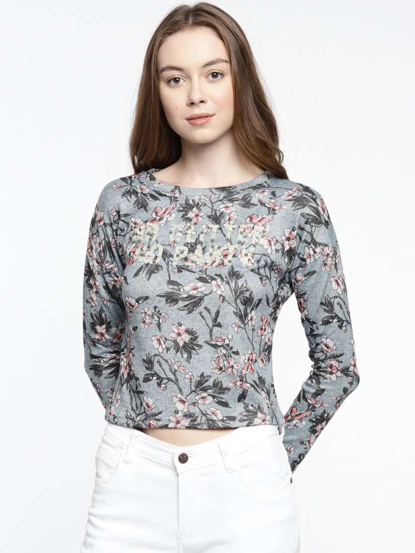 Buy Deal Jeans Women Blue Printed Fitted Top Tops for Women 7102272 Myntra