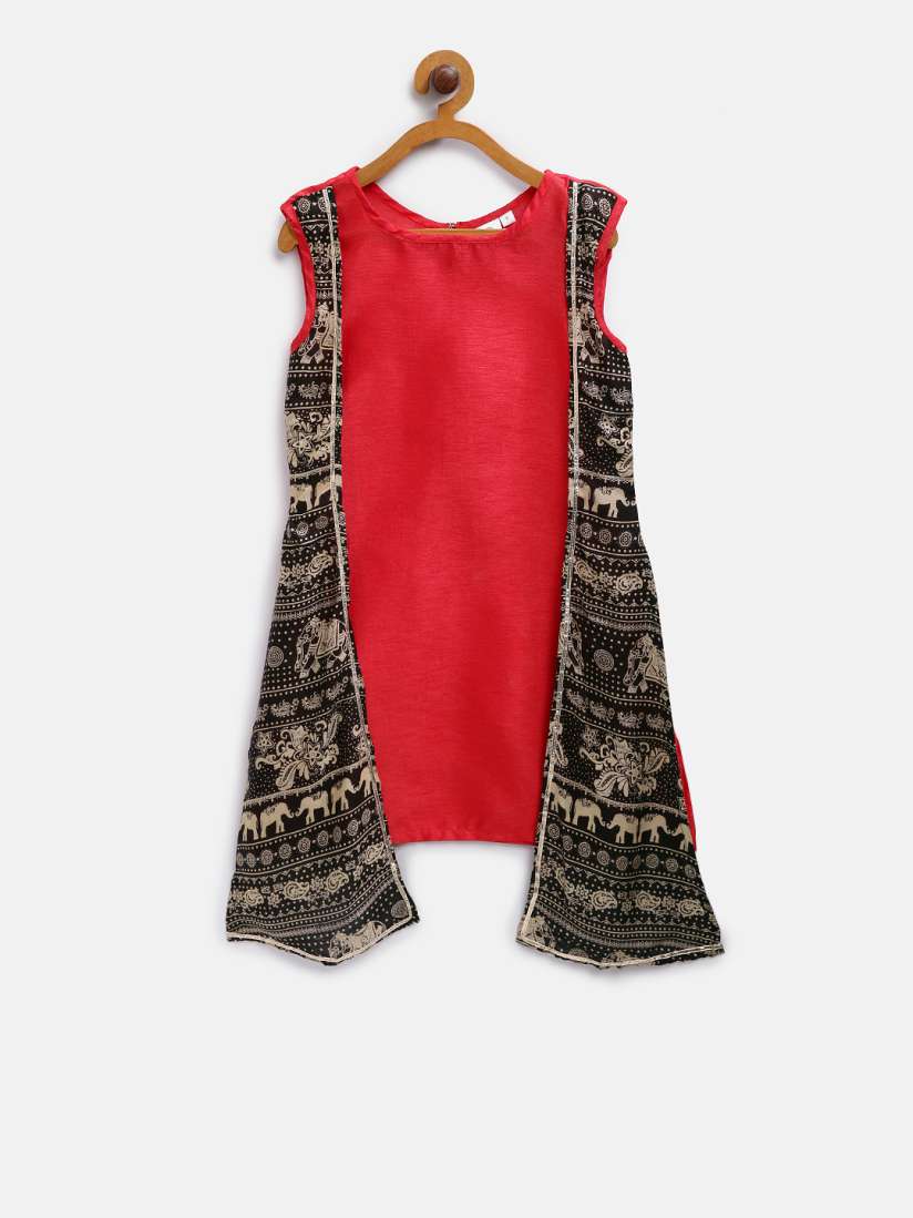 Buy K U Girls Red Solid Layered Kurti Kurtis for Girls 7110586 Myntra